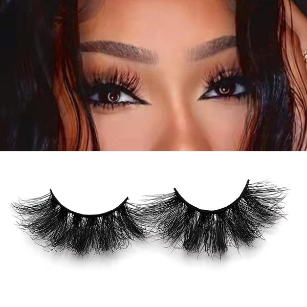 KSYOO 1 Pairs 25mm Fluffy Mink Lashes Real Mink Eyelashes