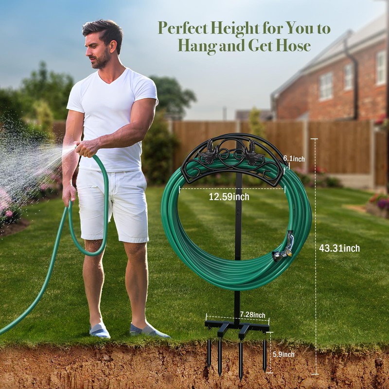 Winpull Garden Hose Holder Detachable, Heavy Duty Metal Water Hose