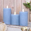 PETRISTRIKE Seaglass Battery Flameless LED Candle, Silver Blue Flickering Pillar