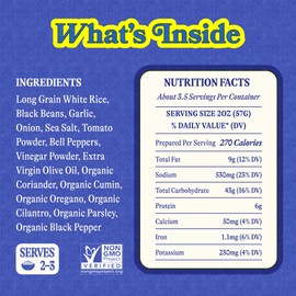 Loisa Rice & Black Beans, Premium Latin Rice & Beans, Non-GMO, No MSG, No Artificial Flavors, No Artificial Colors, Organic Spices, 7 oz, Pack of 6