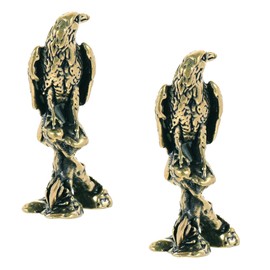 TUYOBG Eagle Figure 2 Pieces - Eagle Flying Eagle Sculpture Made of Copper, Golden Eagle Miniature Sculpture for Home Office & Car Vintage Decorative Animal Figure Eagle Figure Collectible Brass Bird