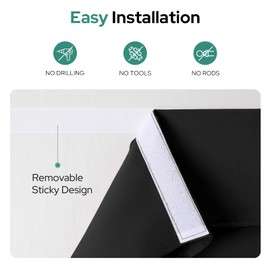 HOMEIDEAS Door Window Curtains, Privacy French Door Curtains Set of 2, Blackout French Door Shades for Door Blinds, Thermal Insulated Tie Up Shades Door Window Covering, 26 X 68 Inches, Black