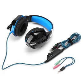 G9000 Gaming Headset Wired Lighting Headphone with Microphone for PC Computer GameBlack and blue (ZXG50031)