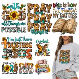 8pcs Iron On Decals,Iron On Transfer Heat Transfers Patches for Clothing T-Shirts Jesus Heat Press Decals Design Washable Decoration Applique DIY Craft