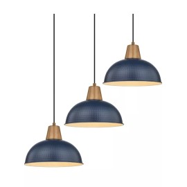 FEMILA 3 Pack Pendant Lights Black Hammered Metal Finish 10.2" 4FG58MIL-2 Blue