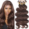 Dokksiiia Dark/Chocolate Brown Weave Bundles Human Hair Color 4 Dark