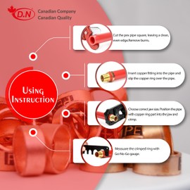 D.N 25 Pieces Heavy Duty 1/2" Crimp Rings, Copper Crimp Clamp Ring 1/2 Inch Plumbing PEX Fittings, Tubing, Pipe Connections (Pack of 25, 1/2_Inch)