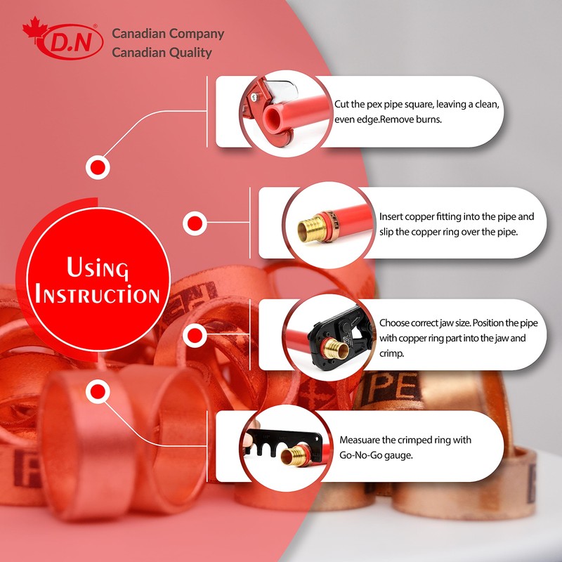 D.N 25 Pieces Heavy Duty 1/2" Crimp Rings, Copper Crimp