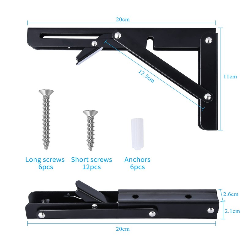 Pack of 2 Folding Console Heavy Duty 200 mm Folding