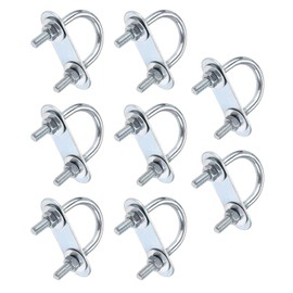 TOP-VIGOR 8 sets M6 Round U-Bolts, 27mm Inner Width 53mm Length Steel U-Bolts with Nut, Plate, Washer for Building Installations Mechanical Parts Connection Cehicles Ships