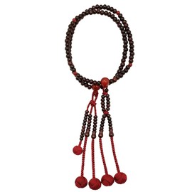 Tsuchiya Nenju Shop Kyoto Prayer Beads for Women, Hokke Rosya, Rosewood, Agate, Pure Silk Bassel, Paulownia Box Included - For Nichiren Sect - Ball Color: Azuki Color/Red Tassel Color: Purple Main