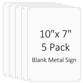 Blank Metal Signs- 5 Pack, 10x7 inches White Blank Sign, Heavy Duty Aluminum Write-On Sign, Easy to Install, Blank Sublimation Sign for Heat Transfer, Vinyl, Write, Ink Print