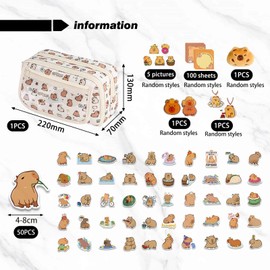 1 Capybara Pencil Case, 1 Capybara Brooch, 55 Capybara Stickers, 1 Notepad, 1 Clip and 1 Pendant, Cute Cartoon Stationery, Student Stationery