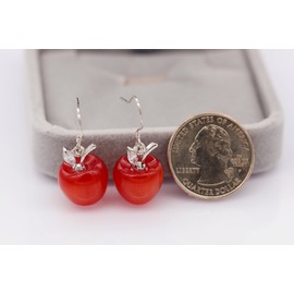 Uloveido Red Drop Wedding Anniversary Apple Fruit Earrings Studs with Ruby Color Stone for Her Women YL007-E