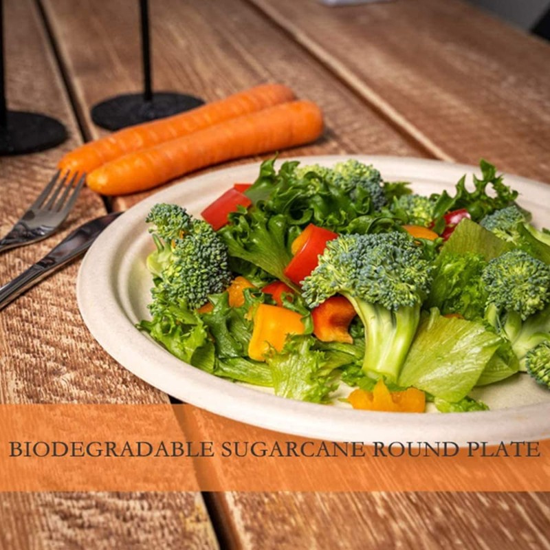 Pack of 100 Super Rigid Paper Plates, 100% Biodegradable and