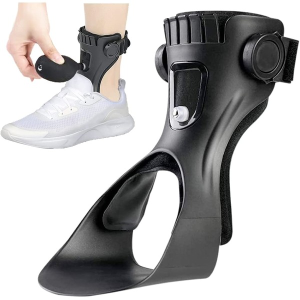 AFO Drop Foot Brace - 2023 Upgraded Medical Foot Up Ankle Foot Orthosis Support with Inflatable Airbag for Hemiplegia Stroke Shoes Walking Foot Stabilizer (Right, L)
