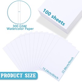 100 Pieces Watercolor Paper 140 lb/300 GSM Heavyweight Art Paint Paper White Water Coloring Paint Paper for Kid Child Watercolor Drawing Student Artist (6 x 9 Inch)