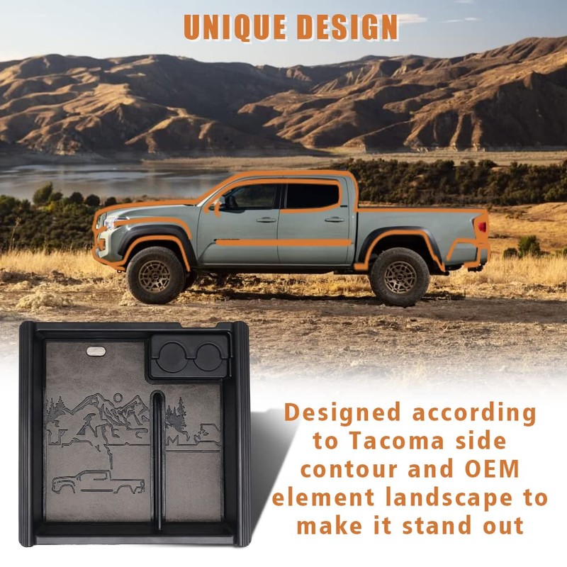 TripleAliners for 2023 Tacoma Center Console Organizer with Leather Trim