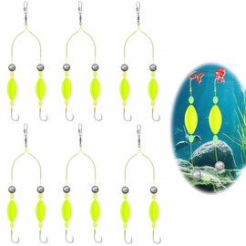 DHER Pack of 6 Fishing Hooks Double Hooks Fishing Lure Double Hooks Anti Bottom Fishing Set, 6 Sizes of Hooks Carp Fishing Accessories, Anti Tangle Hooks (Yellow 6 Pieces)