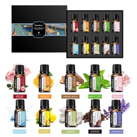 Essential Oils Set, Starter Kit Oils for Diffusers for Home, Aromatherapy Oils Gift Set 10 * 10 ml - Rose, Orange, Mint Leaf, Sakura, Sandal Wood, Lavender, Lemon, Jasmine, Coffee, Deep Ocean