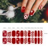 22pcs Semi Cured Gel Nail Strips Christmas Red White Snowflakes