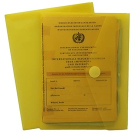 orgaexpert Protective Cover for Old Vaccination Certificate 160 x 120 mm Yellow Folder with Velcro Fastening Vaccination Card Vaccination Book Cover, yellow, Modern