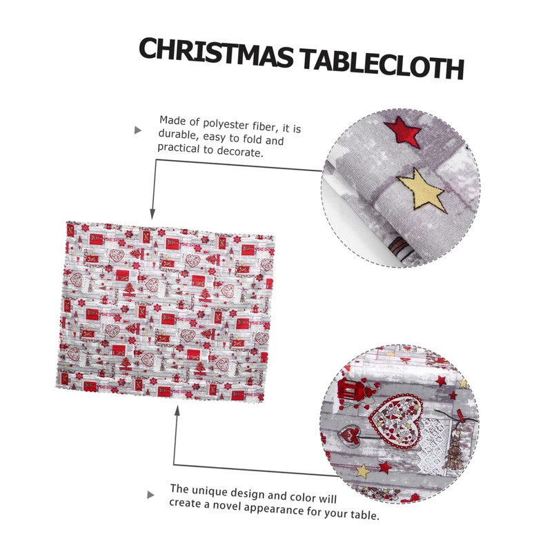 SAFIGLE Vinyl Christmas Tablecloth Square Xmas Decor Holiday Table Cover
