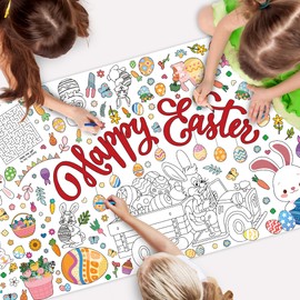 AFYHH Easter Crafts for Kids Easter Colouring Tablecloth 183x76cm Easter Table Decorations Easter Paper Tablecloths Sheet Poster Easter Decoration Crafts Easter Games Gifts Easter Party Home Decor