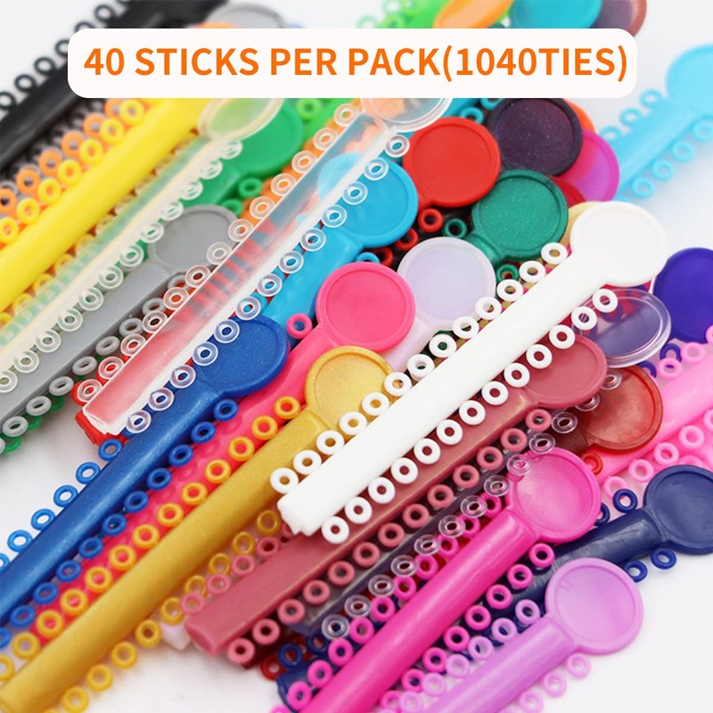 1040 Pcs Multicolored Braces Rubber Bands Orthodontic Ligature Ties O-Rings