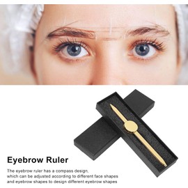 Diseño de Cejas, Kit Planchado de Cejas Regla de Cejas con Brújula Posicionamiento Preciso Ajustable Diseño de Brújula Dorada Herramienta de Medición de Cejas