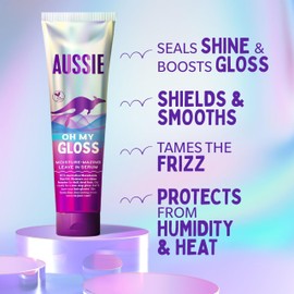 Aussie Oh My Gloss Moisture-Mazing Leave-In Serum 160ml, Moisture and Shine Booster for Dull, Tired Hair, Infused with Jojoba, Saw Flower and Australian Macadamia Nut Oils, Vegan and Cruelty-Free