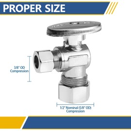 GUOFIS GUOFIS 10 Pack Angle Stop Valve,1/4 Turn Water Shut Off Valves,1/2" Nominal (5/8" OD) Compression Inlet x 3/8" OD Compression Outlet Shut-off Valve for Bathroom Toilet Kitchen Shower Plumbing