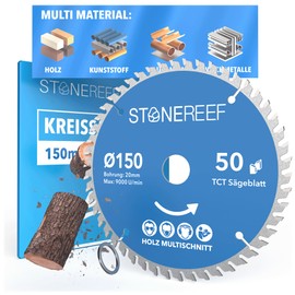STONE REEF Saw Blade 150 x 20 – Circular Saw Blade [Includes Adapter to Bore 20 & 16 mm], Compatible with Angle Grinders from Bosch, Makita etc. – Saw Blade Circular Saw Nail Proof – for Wood, Metal