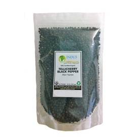 Indus Organics Tellicherry Black Peppercorns, Refill Bag, 1 Lb, Premium Grade, High Purity, Freshly Packed