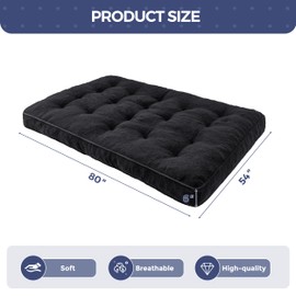 MAXYOYO 6" Futon Mattress Full Size, Thick Boucle Futons Sofa Couch Bed Sleeper Sofa Bed Floor Mattress for Adults, Shredded Foam Filling (Frame Not Included), Black