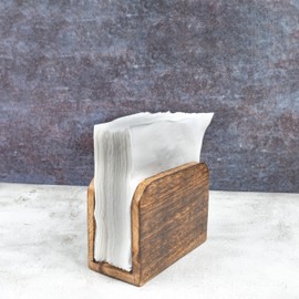 Samhita Burning Finish Mango Wood Napkin Holders for Kitchen Upright Paper Napkin Storage Dispenser House, Party, Restaurant, Hotel, Cafe, Bar (13.97cm x 6.35cm x 10.16cm)