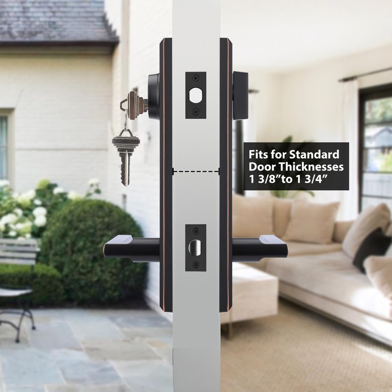 Haidms Oil Rubbed Bronze Front Door Handle Set, Entry Door