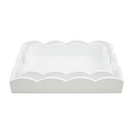 Mud Pie Nested Lacquer Trays, large: 18" x 13" Small: 15" x 10", WHITE