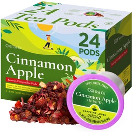 Gya Tea Co Cinnamon Apple Herbal Tea Pod (24 Count)- Decaf Wellness Tea for Body Comfort & Relaxing