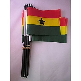 AZ FLAG Stick Flag Ghana 15 x 10 cm - Republic of Ghana Pack of 10 Mini Flag 10 x 15 cm - Flags