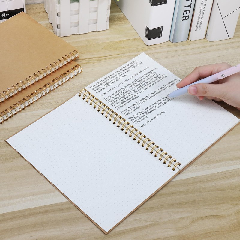 JIANTA Dotted Spiral Binding Notebook A5, 4 Pack Spiral Notepad