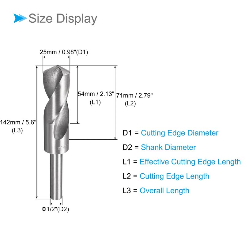 CoCud Shrink Drill Bit 25mm Cutting Edge 12.7mm Shank High