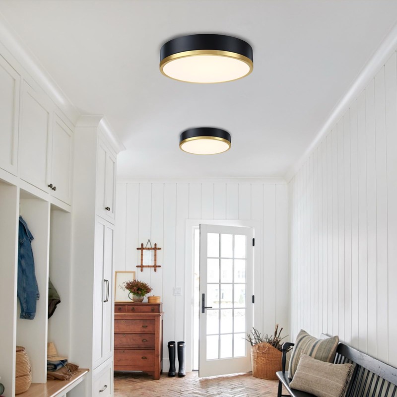 senroyal Flush Mount Ceiling Light Fixture, Black Gold LED Ceiling