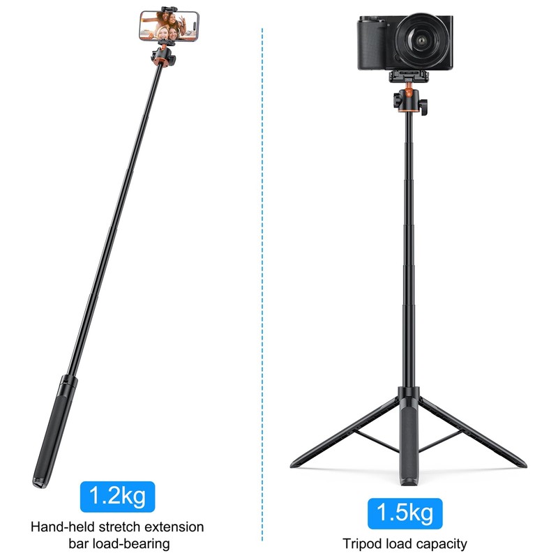 Camera Tripod, 13.7in to 55.7in Lightweight Extendable Selfie Stick Tripod