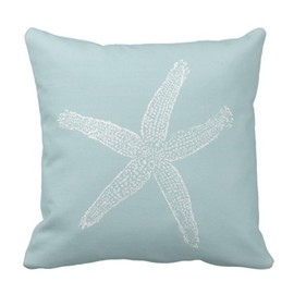 Emvency Throw Pillow Cover Green Star Vintage Starfish Pastel Seafoam Blue Fish Decorative Pillow Case Home Decor Square 18 x 18 Inch Pillowcase