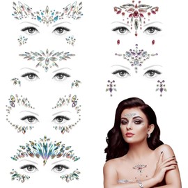 Gemas Faciales, 6 Piezas Joyas Faciales de Sirena, Pegatina de Gemas Faciales para Halloween, Carnaval, Festivales, Fiestas