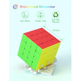 ROXENDA Speed Cube Fast Cube - Fast Smooth Turning Solid Durable & Stickerless Frosted, Best 3D Puzzle Magic Cube Toy - Turns Quicker than Original for kids Gift & Adult & Children(4x4x4 Cube)