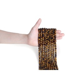 XIANNVXI Tiger Eye Beads 8mm Crystal Beads 100PCS Natural Stone Beads Round Loose Gemstone Beads for Bracelet Crystal Beads for Jewelry Making, Yellow - 1