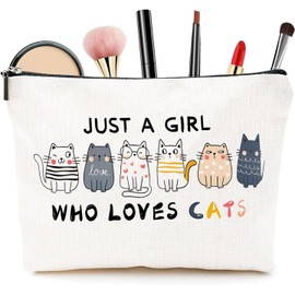 ZUFIO Cat Makeup Bags for Women | Cute Cat Themed Gifts for Girls | Small Cat Lover Travel Cosmetic Bag Zipper Pouch for Teens Daughter Sister Bestie | Funny Cat Birthday Gift (ZU-Cat Comestic Bag)