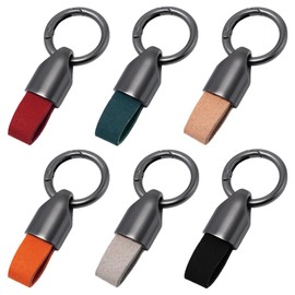 Sxutop 6 Pieces Leather Car Keychain Clip Car Fob Keyring Leather Key Chain Ring Clip with Keyrings Zinc Alloy Buckle Key Fob Holder Keychain for Men Woman Detachable Keyring 7.8 x 3.5cm (6 Colours)